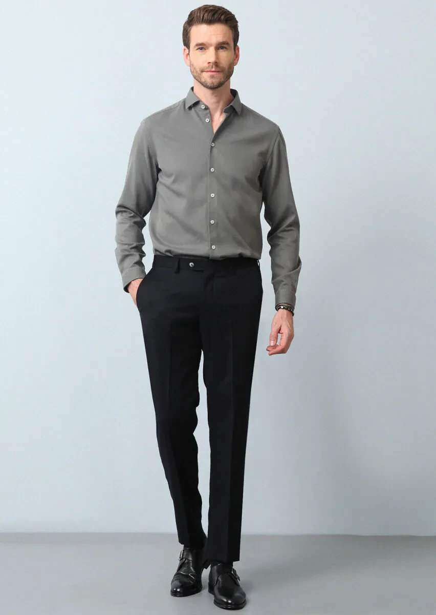 Haki Regular Fit Dokuma Casual Pamuk Karışımlı Gömlek - 4