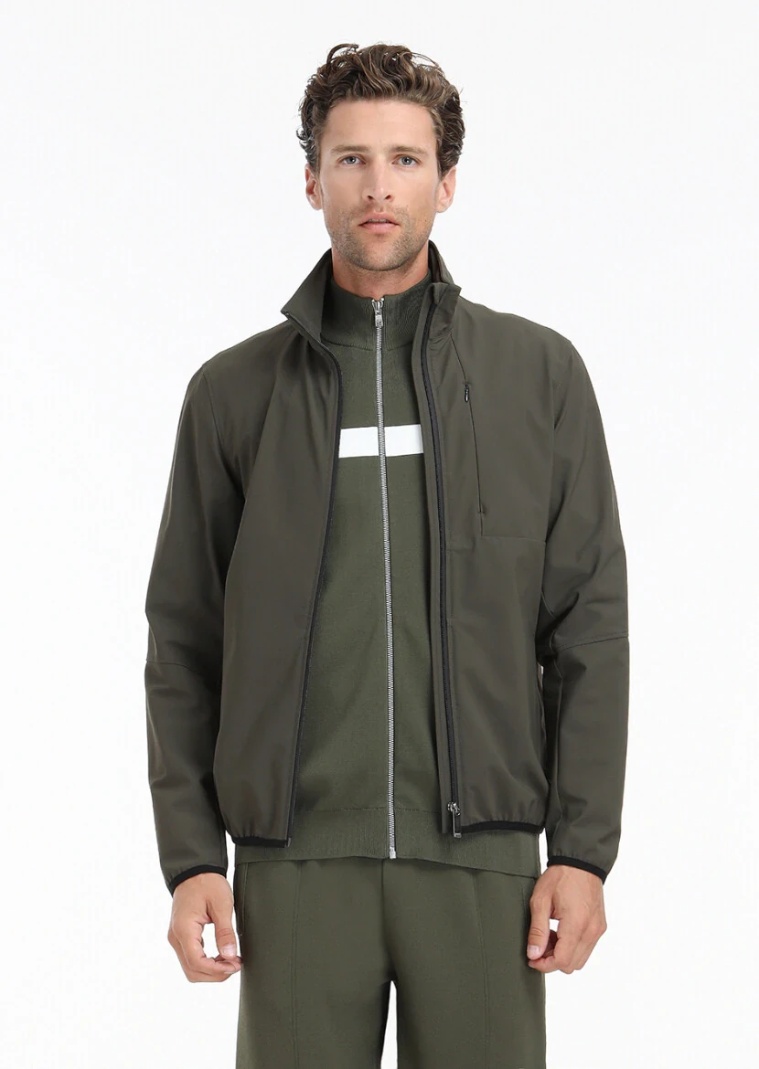 Haki Regular Fit Gizli Kapüşon Casual Dokuma Mont - 4