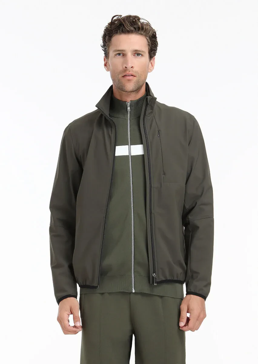 Haki Regular Fit Gizli Kapüşon Casual Dokuma Mont - 4