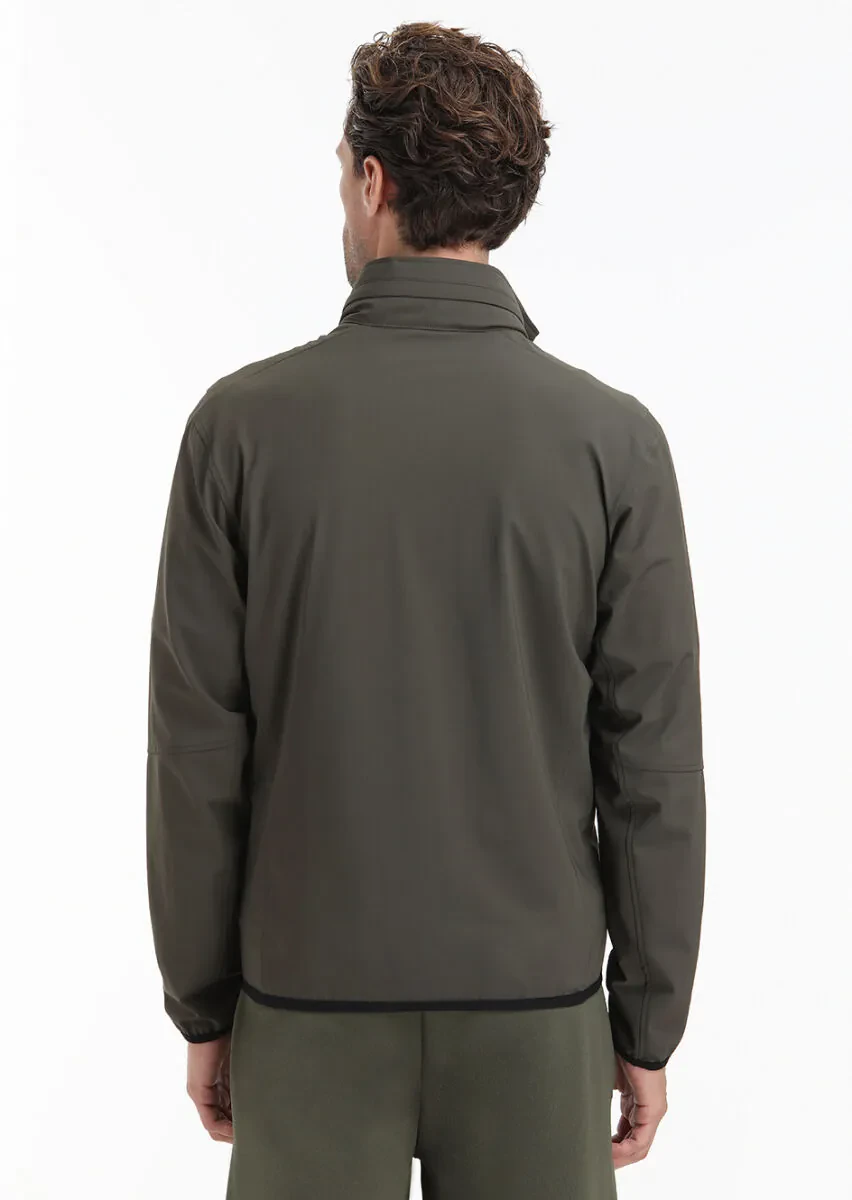 Haki Regular Fit Gizli Kapüşon Casual Dokuma Mont - 5