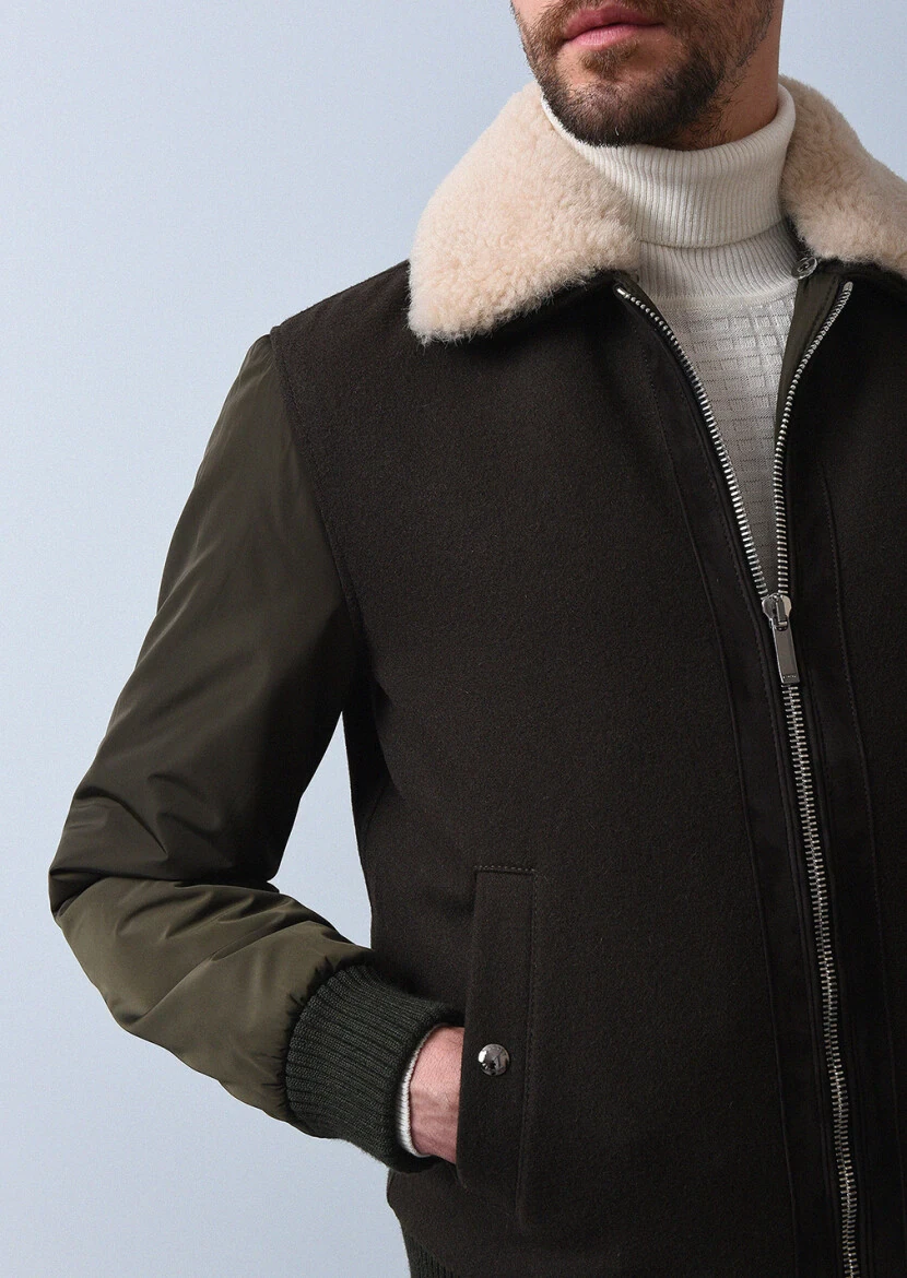 Haki Regular Fit Gömlek Yaka Casual Dokuma Mont - 3