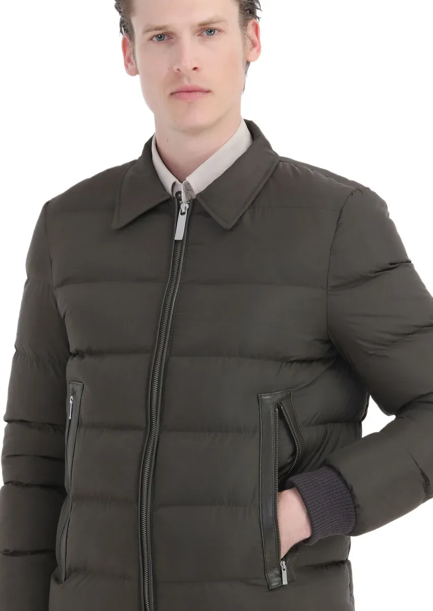 Haki Regular Fit Gömlek Yaka Casual Dokuma Mont - 4