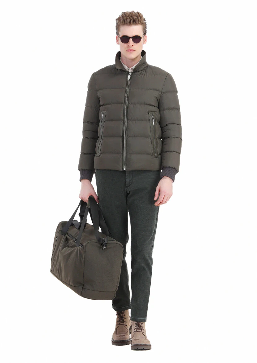 Haki Regular Fit Gömlek Yaka Casual Dokuma Mont - 5