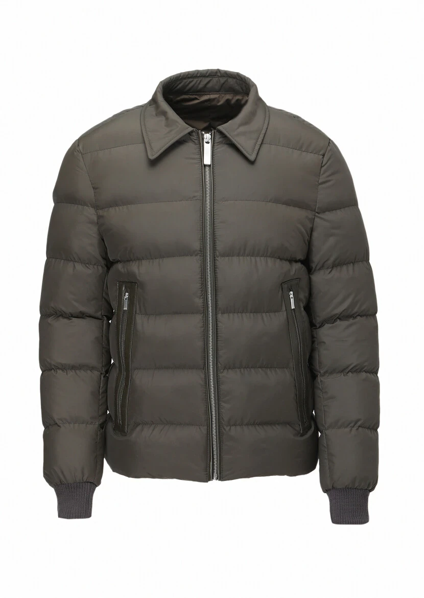 Haki Regular Fit Gömlek Yaka Casual Dokuma Mont - 9