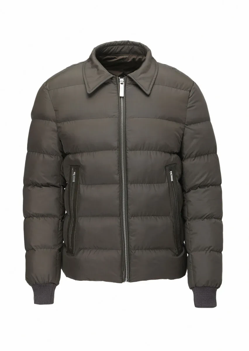 Haki Regular Fit Gömlek Yaka Casual Dokuma Mont - 9