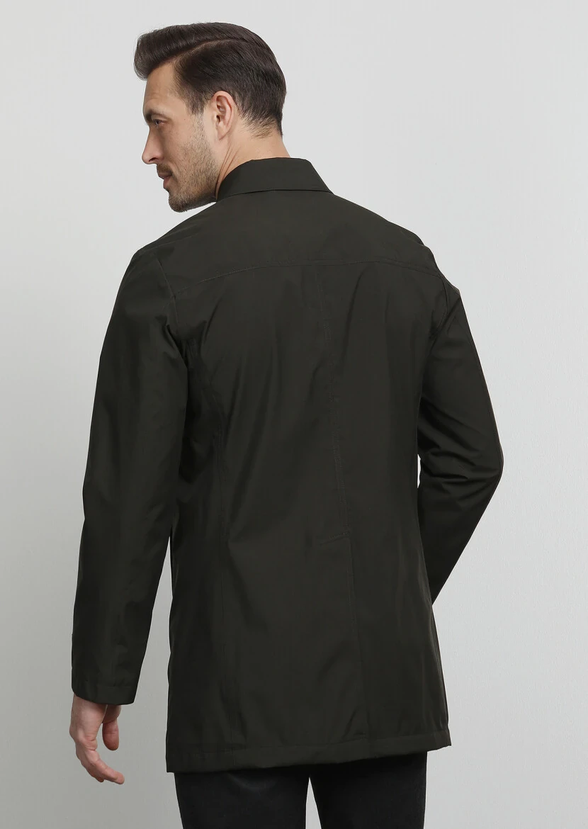 Haki Regular Fit Gömlek Yaka Casual Dokuma Pardesü - 4