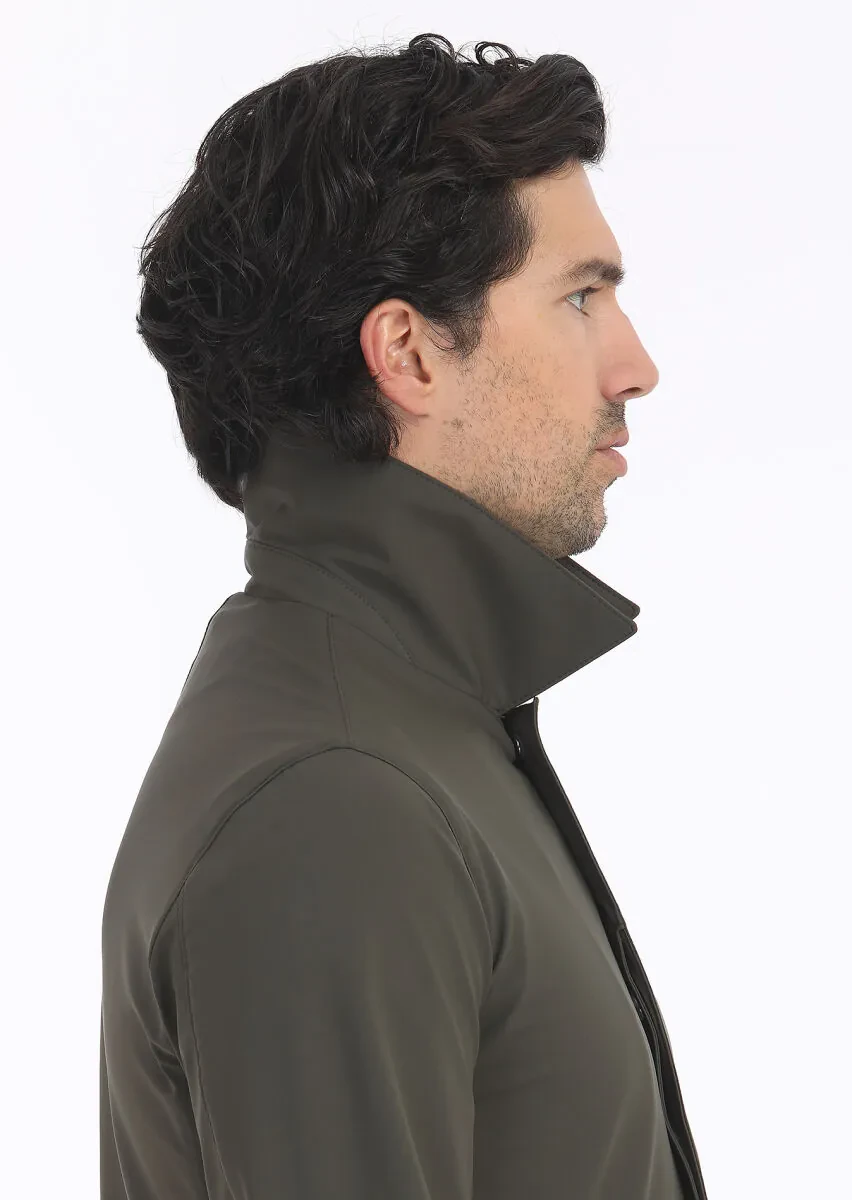 Haki Regular Fit Gömlek Yaka Casual Dokuma Pardesü - 6