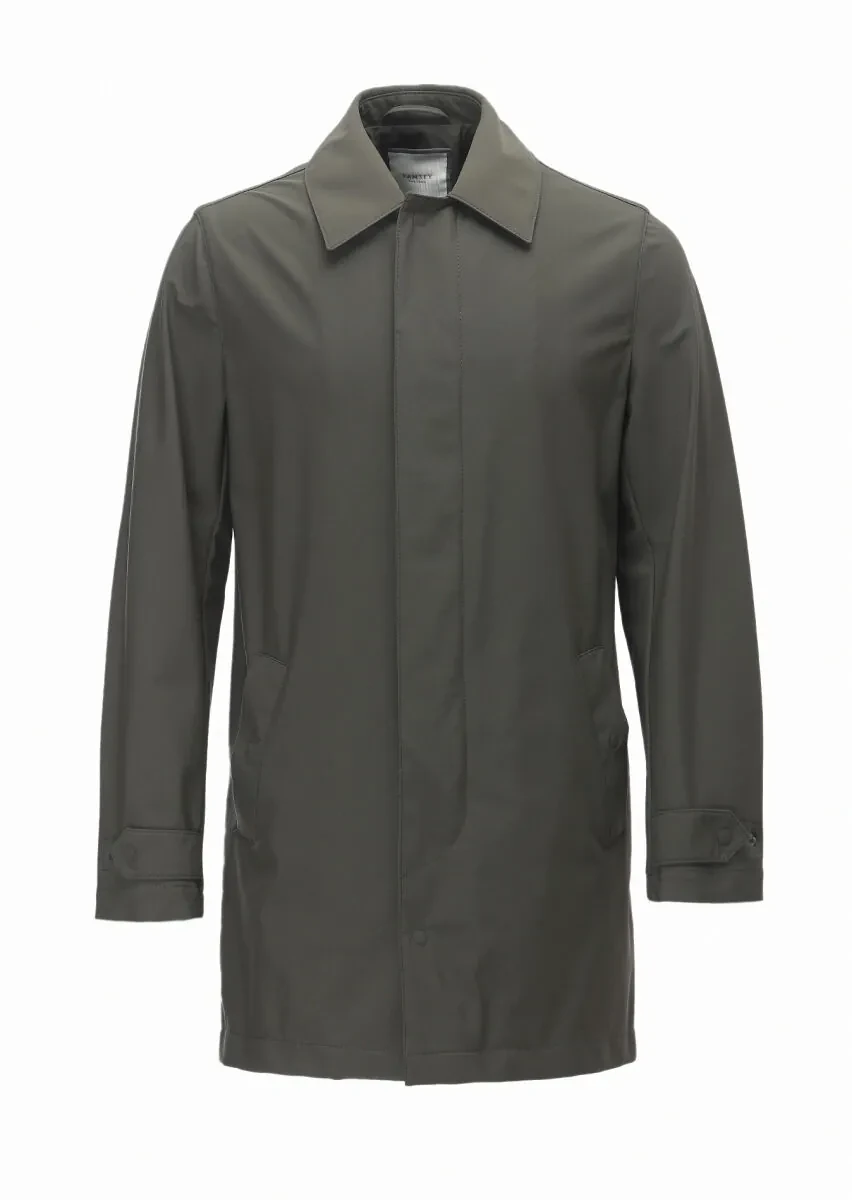 Haki Regular Fit Gömlek Yaka Casual Dokuma Pardesü - 8