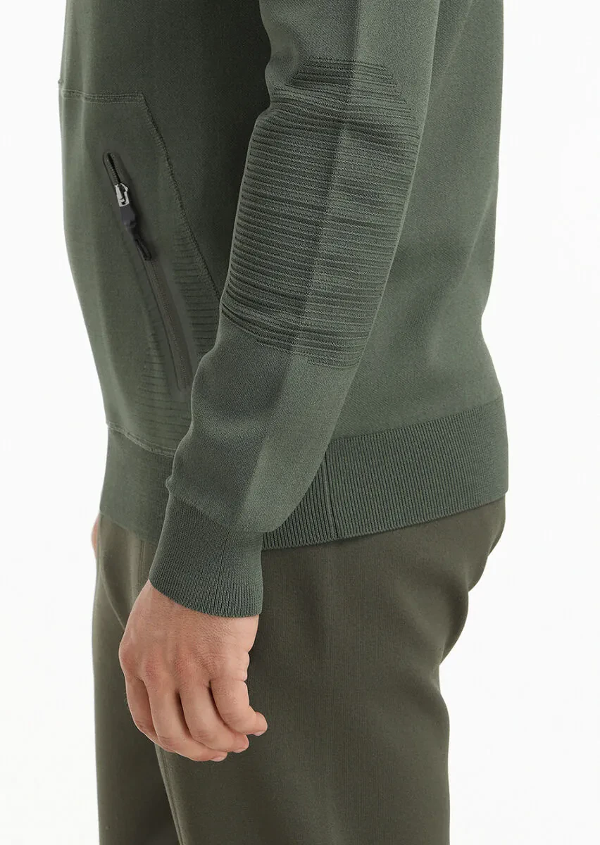 Haki Yarım Balıkçı Yaka Düz Örgü Triko Kazak - 5