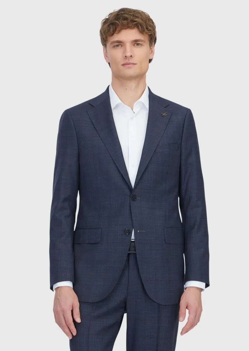 Hard Coal Checkered Regular Fit Wool Blended Suit - 1