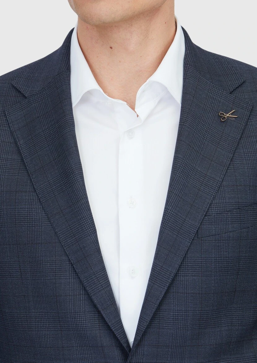 Hard Coal Checkered Regular Fit Wool Blended Suit - 4