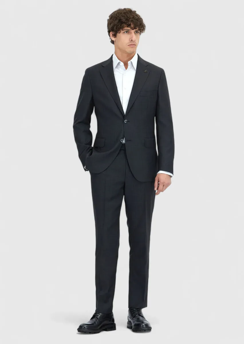 Hard Coal Checkered Zeroweight Slim Fit 100% Wool Suit - 2