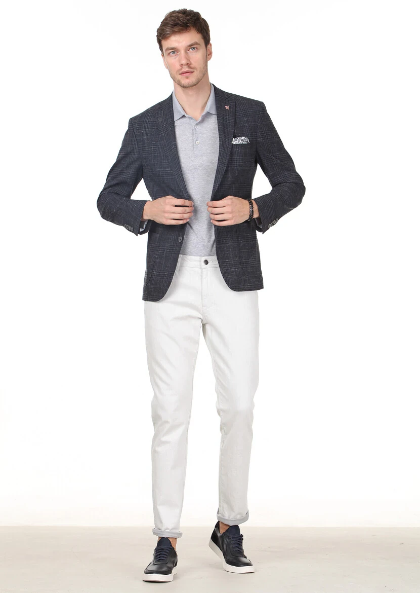 Hard Coal Checkered Zeroweight Slim Fit Wool Blended Jacket - 3