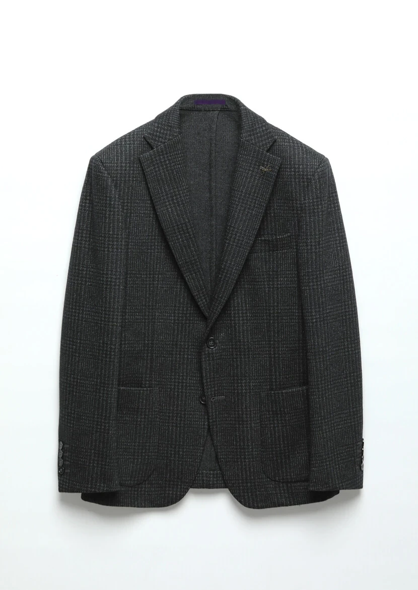 Hard Coal Checkered Zeroweight Slim Fit Wool Blended Jacket - 8