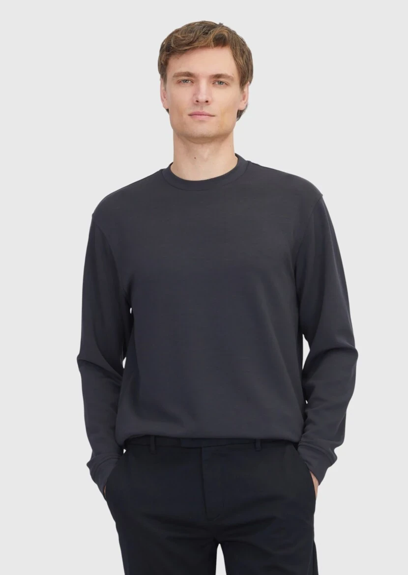 Hard Coal Crew Neck Plain Sweatshirt - RAMSEY