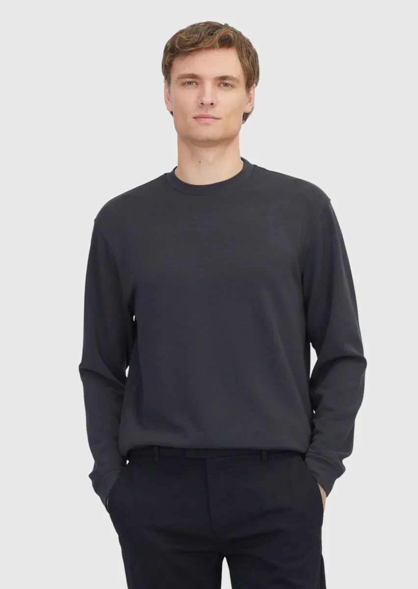 Hard Coal Crew Neck Plain Sweatshirt - 1
