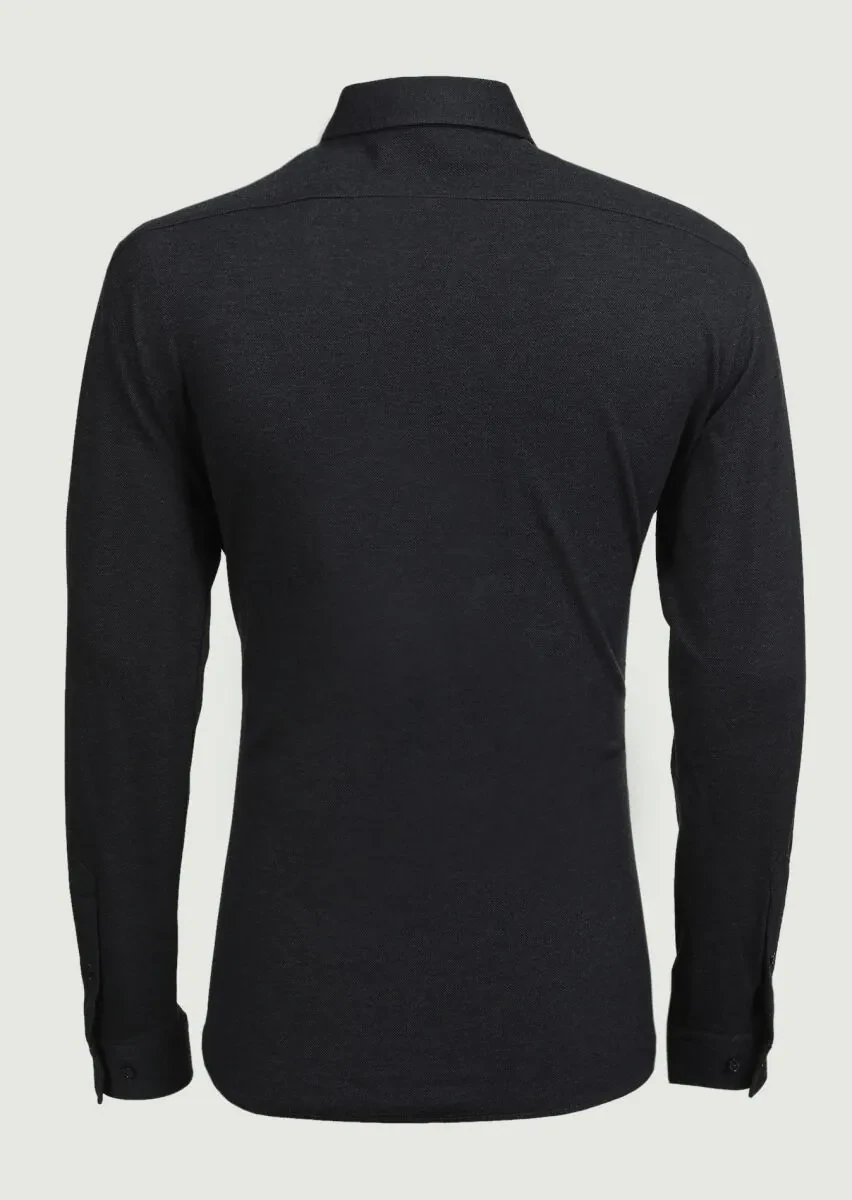Hard Coal Fitted Fit Knitting Casual 100% Cotton Shirt - 7