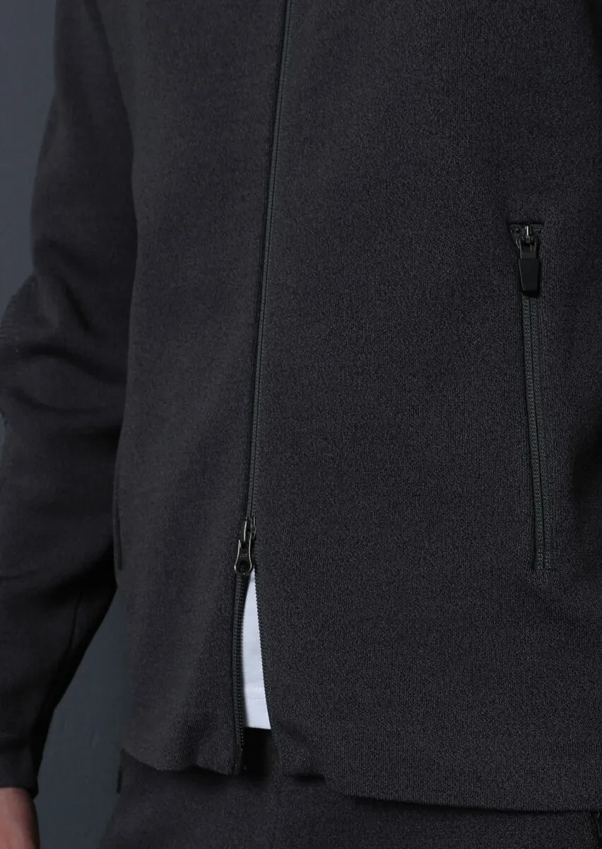 Hard Coal Jacquard Wool Blended Cardigan - 4