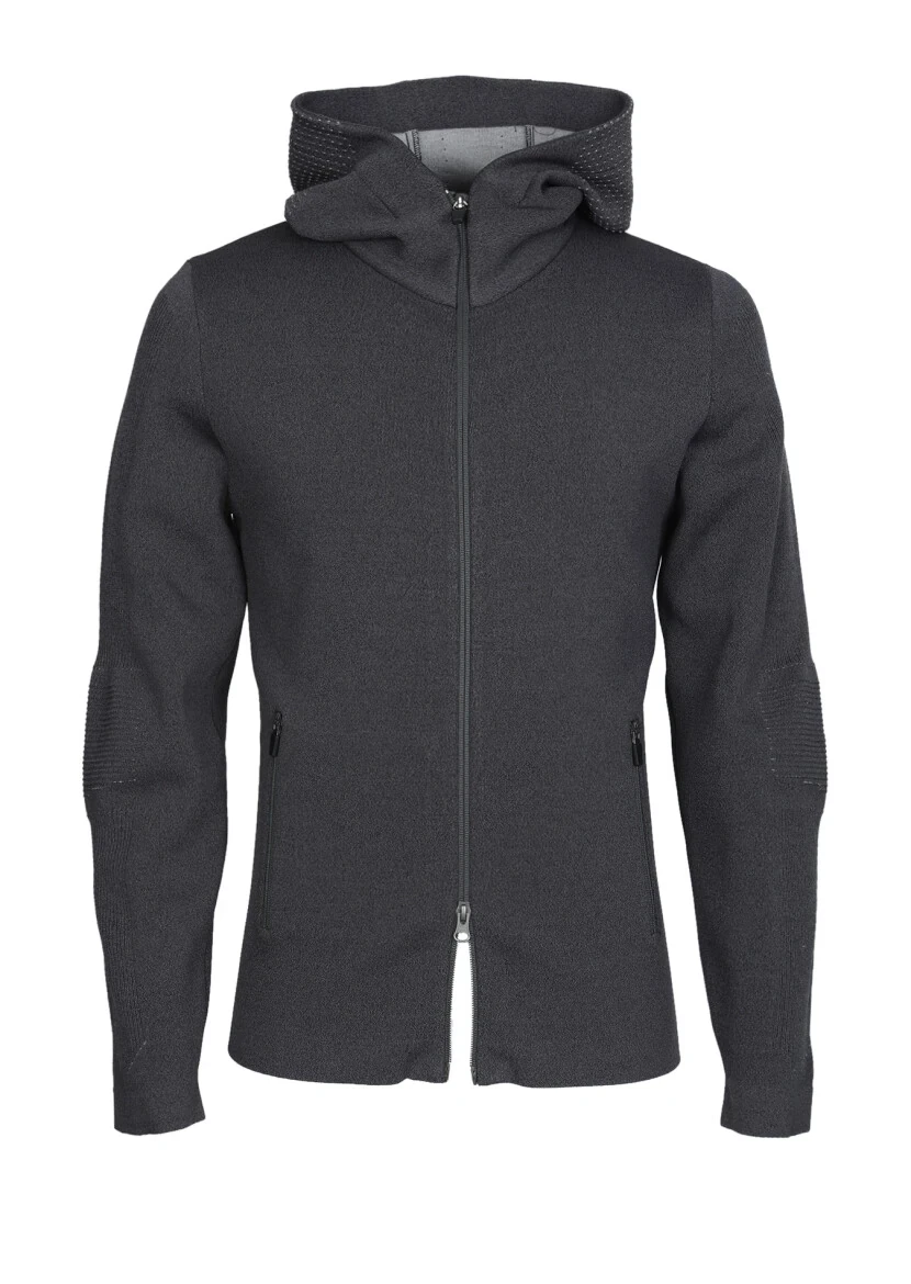 Hard Coal Jacquard Wool Blended Cardigan - 6