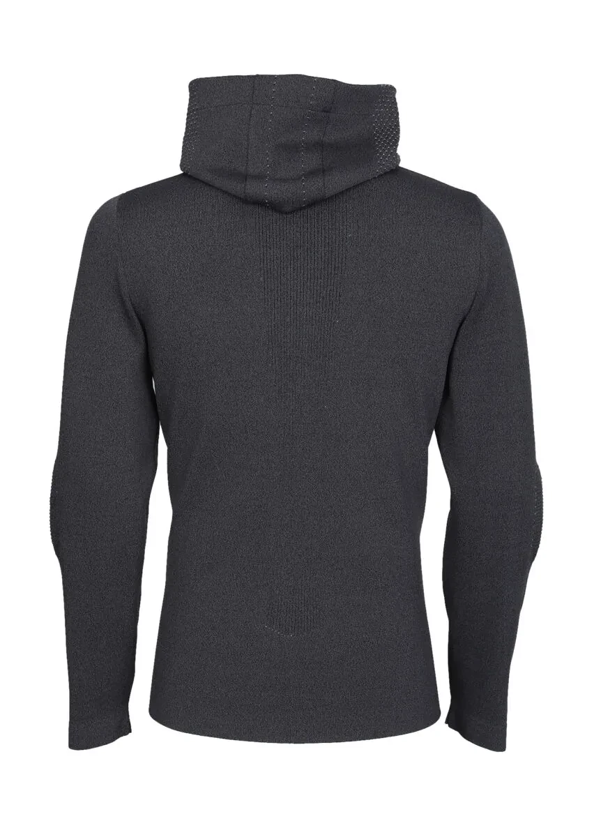 Hard Coal Jacquard Wool Blended Cardigan - 7