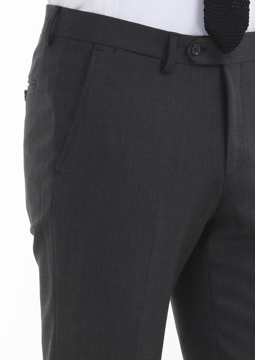 Hard Coal Material Modern Fit Classical Wool Blended Trousers - 3