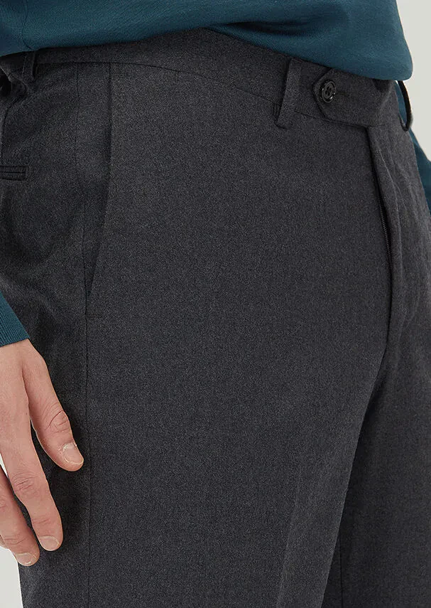Hard Coal Material Regular Fit Classical 100% Wool Trousers - 3