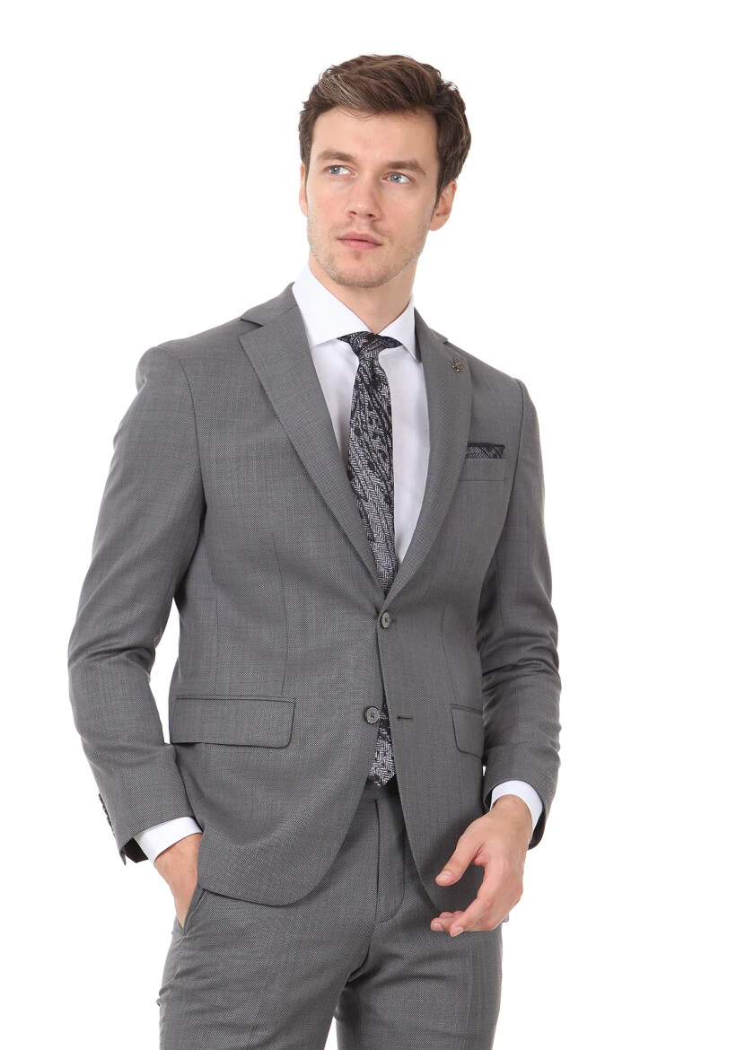 Hard Coal Micro Modern Fit 100% Wool Suit - 1