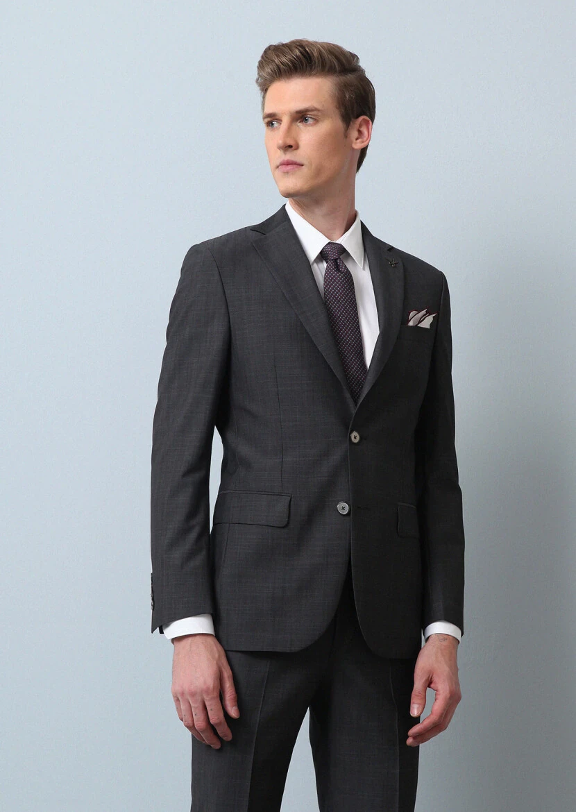Hard Coal Micro Modern Fit 100% Wool Suit - 1