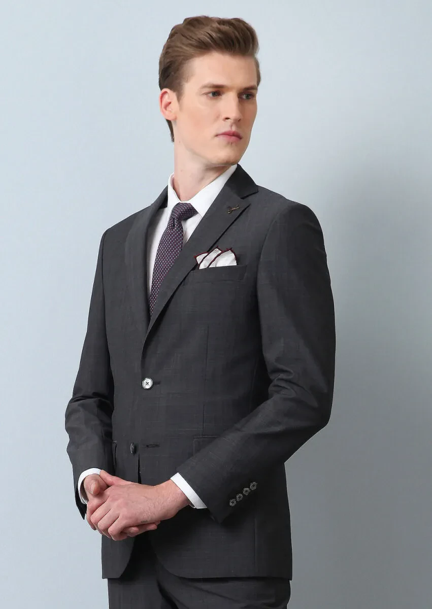 Hard Coal Micro Modern Fit 100% Wool Suit - 4
