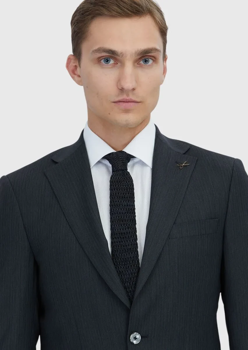 Hard Coal Micro Modern Fit Wool Blended Suit - 3