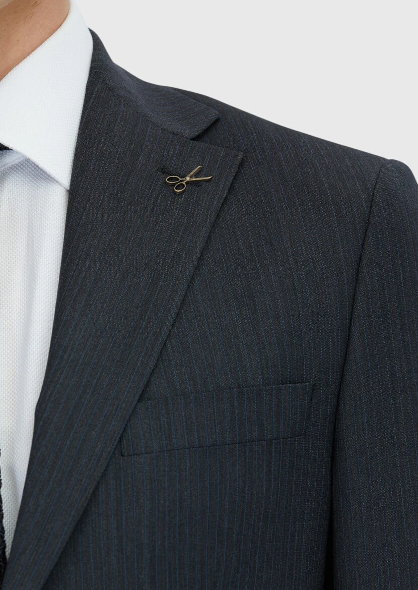 Hard Coal Micro Modern Fit Wool Blended Suit - 4