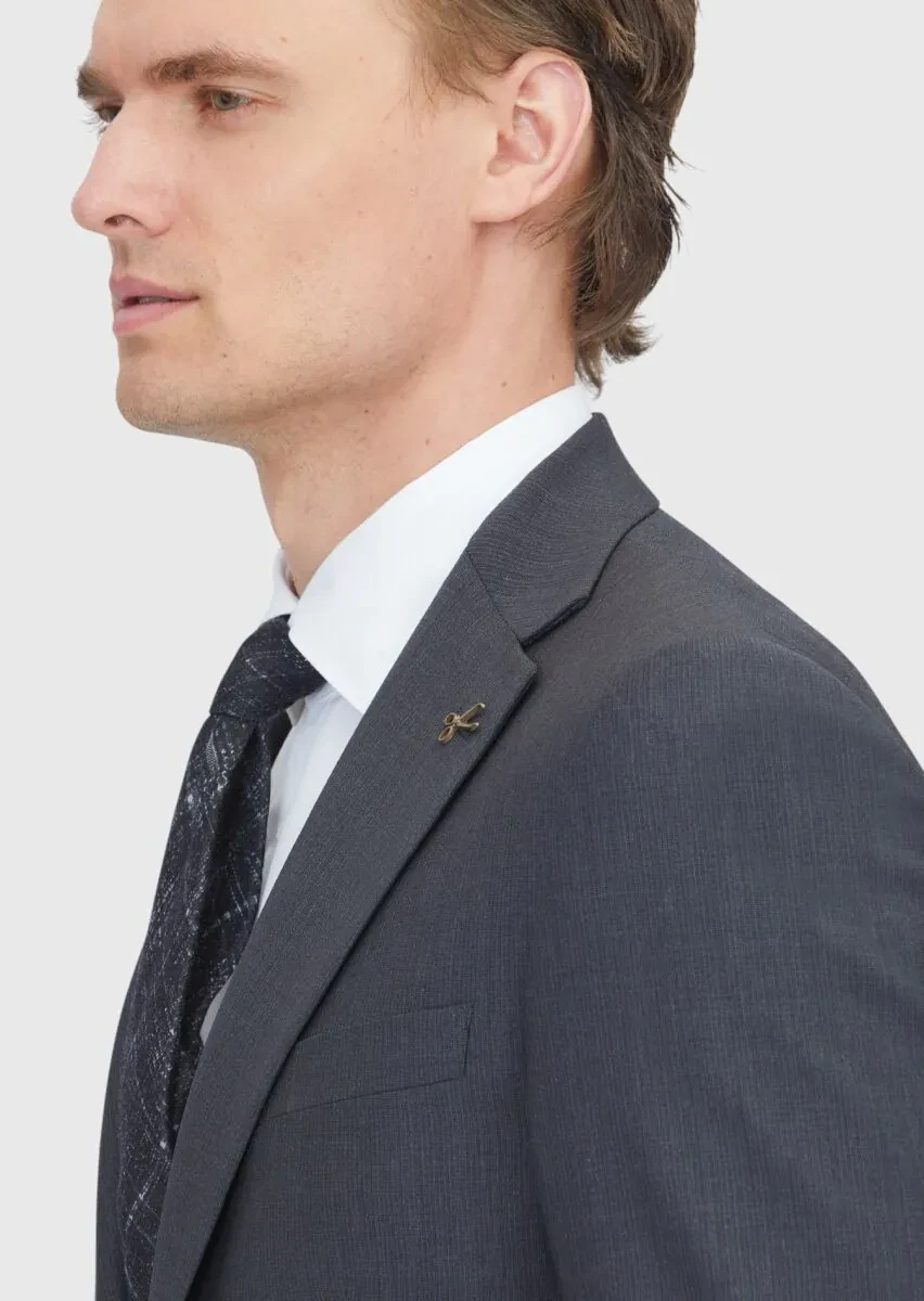 Hard Coal Micro Modern Fit Wool Blended Suit - 5