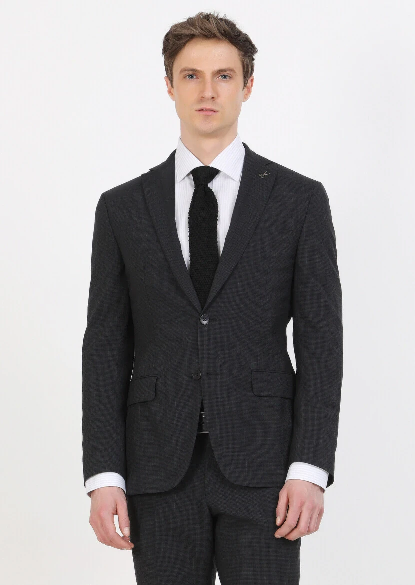 Hard Coal Micro Zeroweight Slim Fit Silk Blended Suit - 1