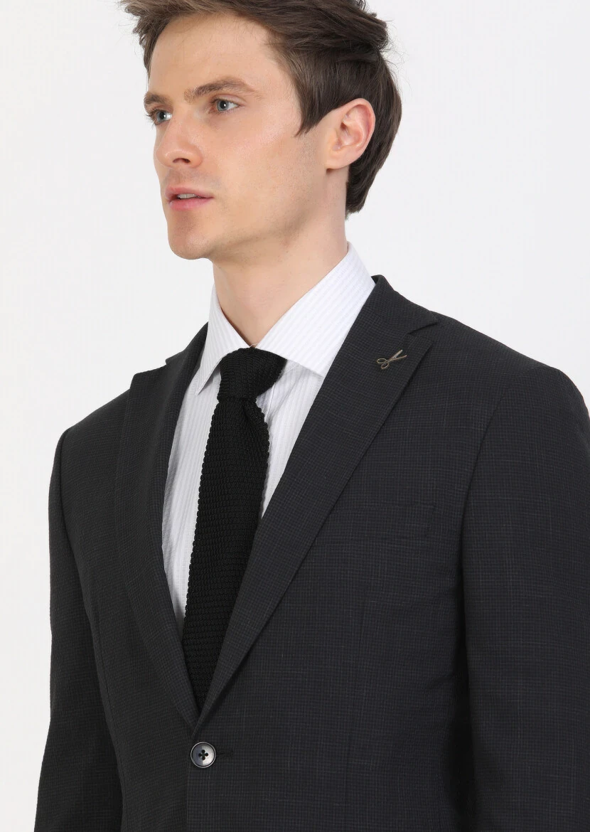 Hard Coal Micro Zeroweight Slim Fit Silk Blended Suit - 2