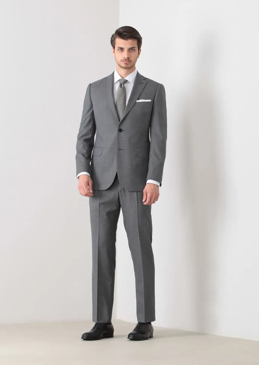 Hard Coal Patterned Regular Fit 100% Wool Suit - 2