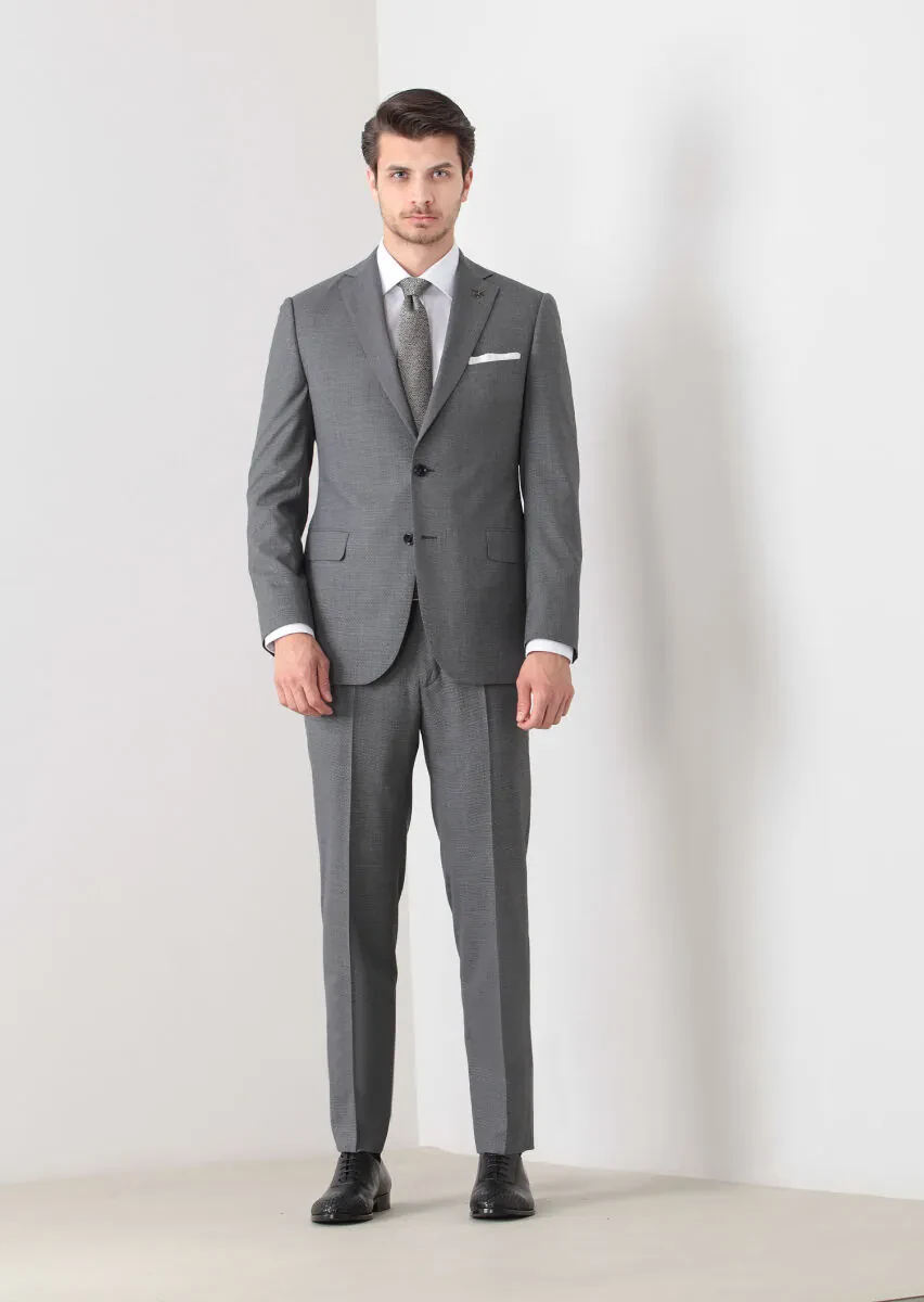 Hard Coal Patterned Regular Fit 100% Wool Suit - 3
