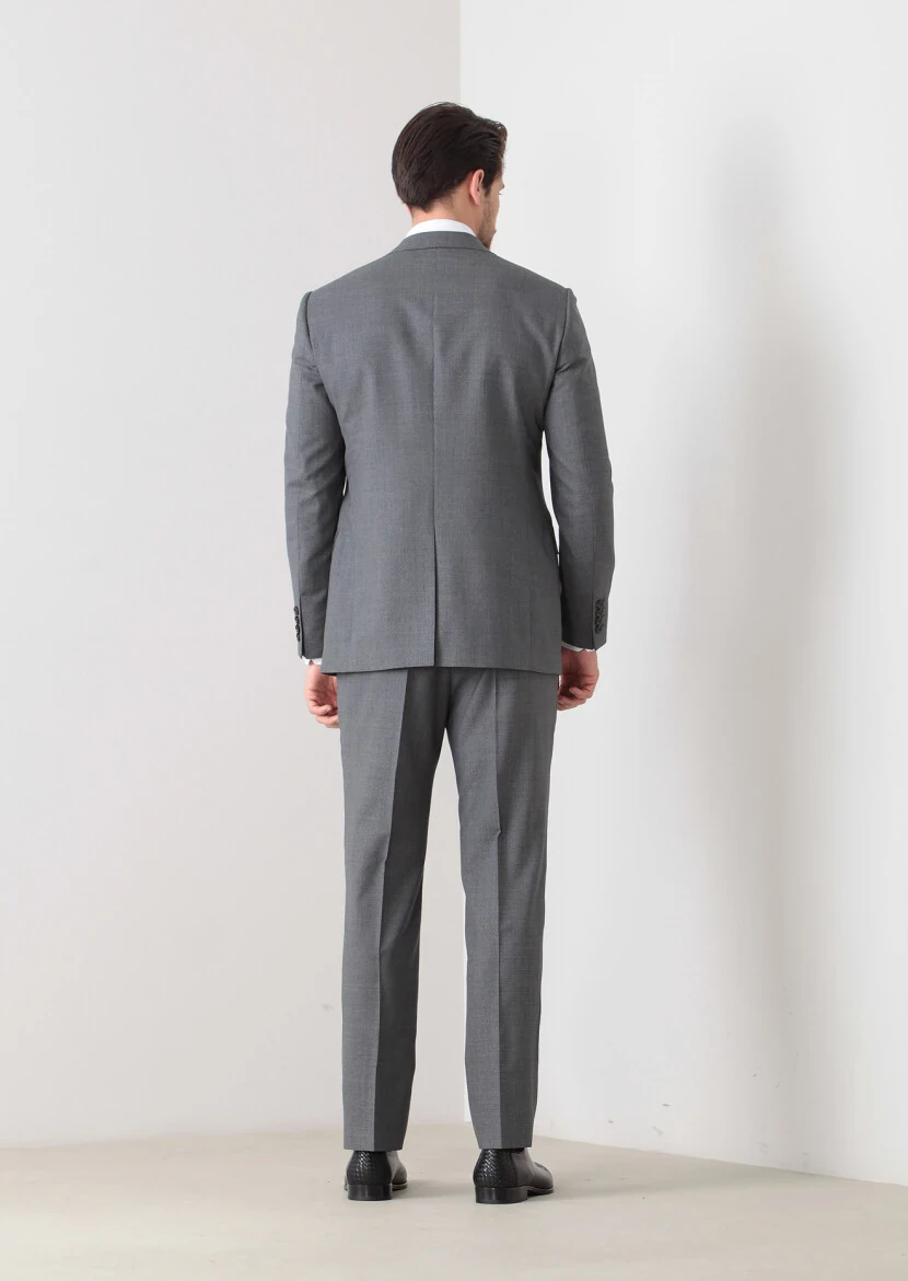 Hard Coal Patterned Regular Fit 100% Wool Suit - 5