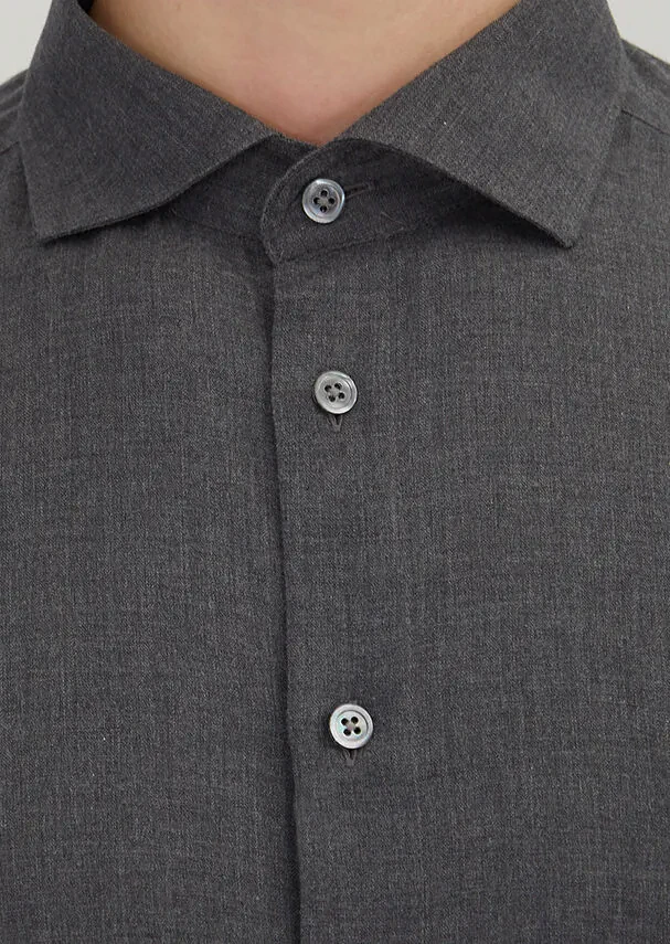 Hard Coal Plain Casual Fit Weaving Casual 100% Cotton Shirt - 4