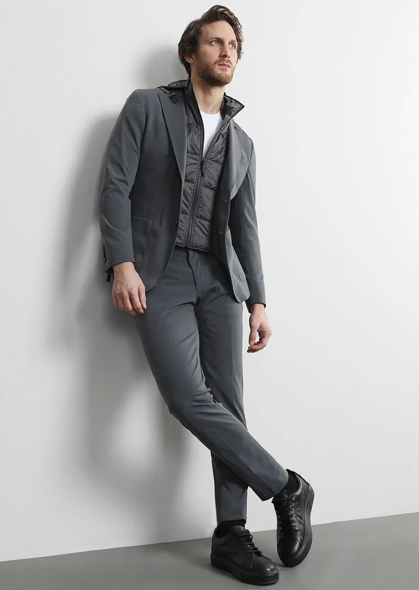 Hard Coal Plain Comfort Fit Suit - 1