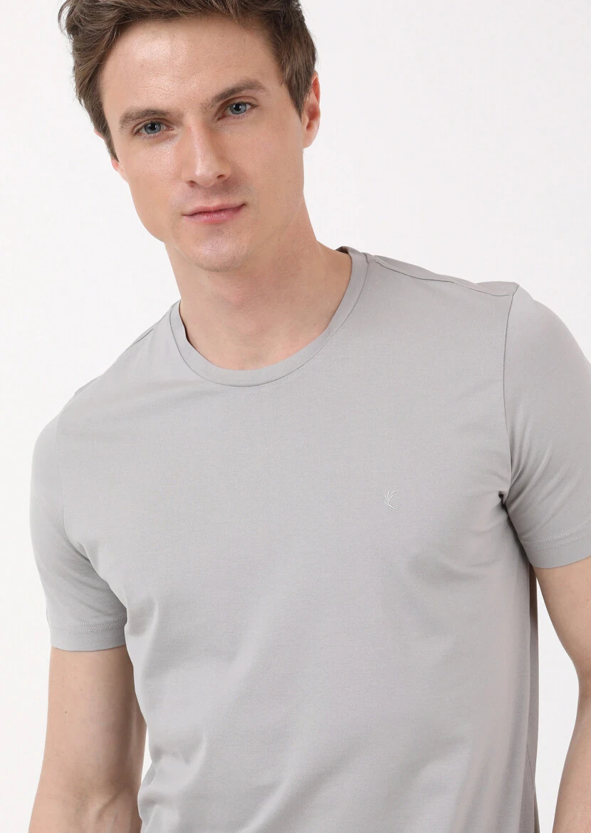 Hard Coal Plain Crew Neck 100% Cotton T-Shirt - 1