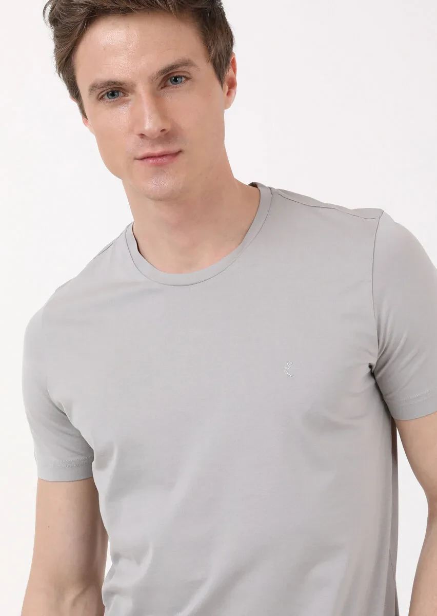 Hard Coal Plain Crew Neck 100% Cotton T-Shirt - 1