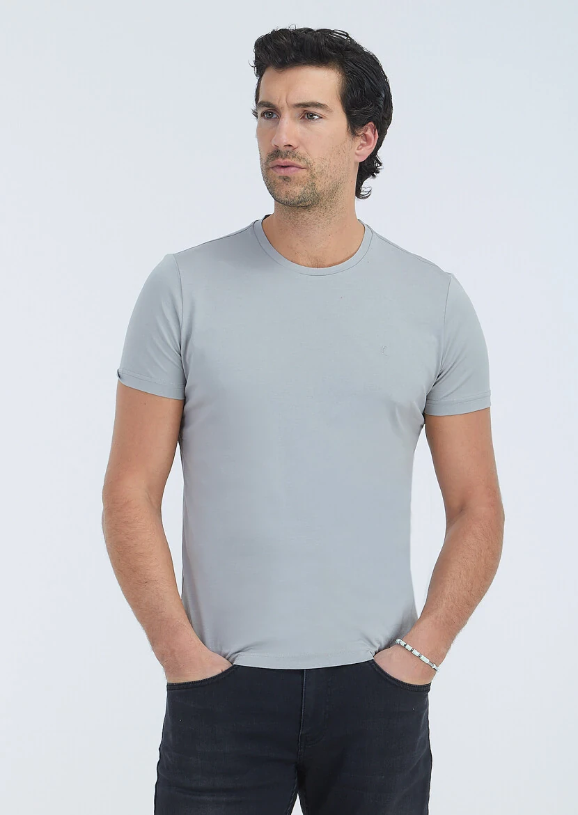 Hard Coal Plain Crew Neck 100% Cotton T-Shirt 