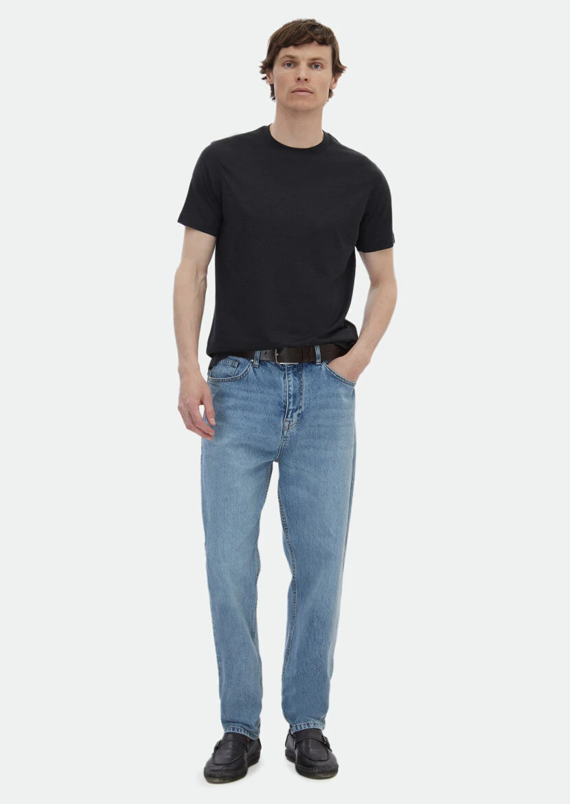 Hard Coal Plain Crew Neck Silk Blended T-Shirt - RAMSEY