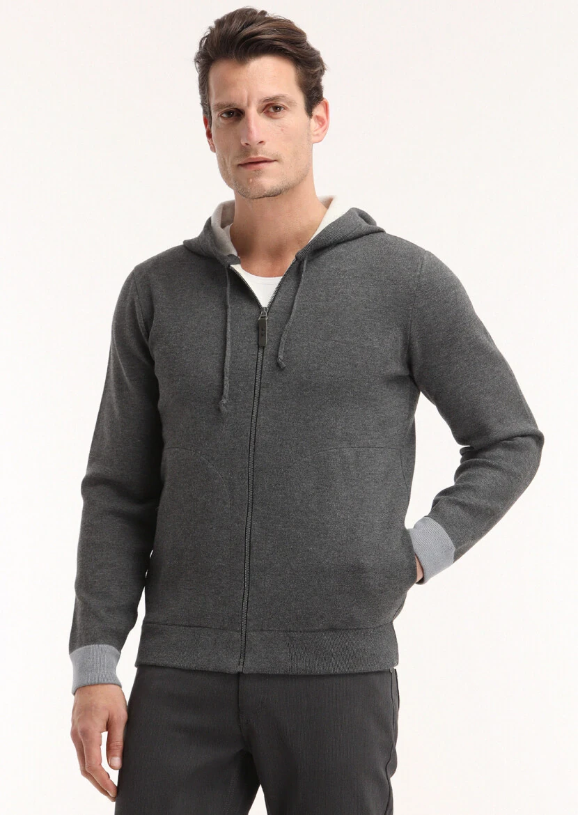 Hard Coal Plain Knitting Cardigan 