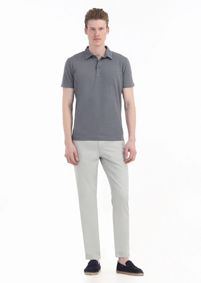 Hard Coal Plain Polo Neck Cotton Blended T-Shirt - 3