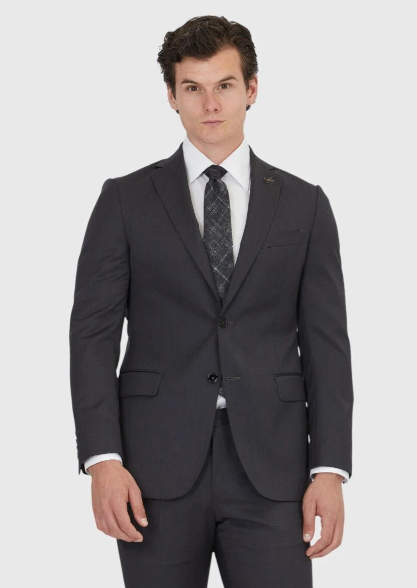 Hard Coal Plain Regular Fit 100% Wool Suit - RAMSEY