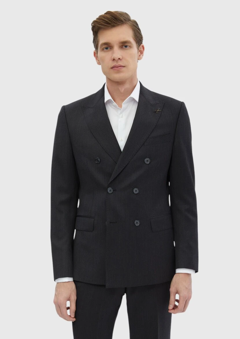 Hard Coal Plain Zeroweight Slim Fit 100% Wool Suit - RAMSEY