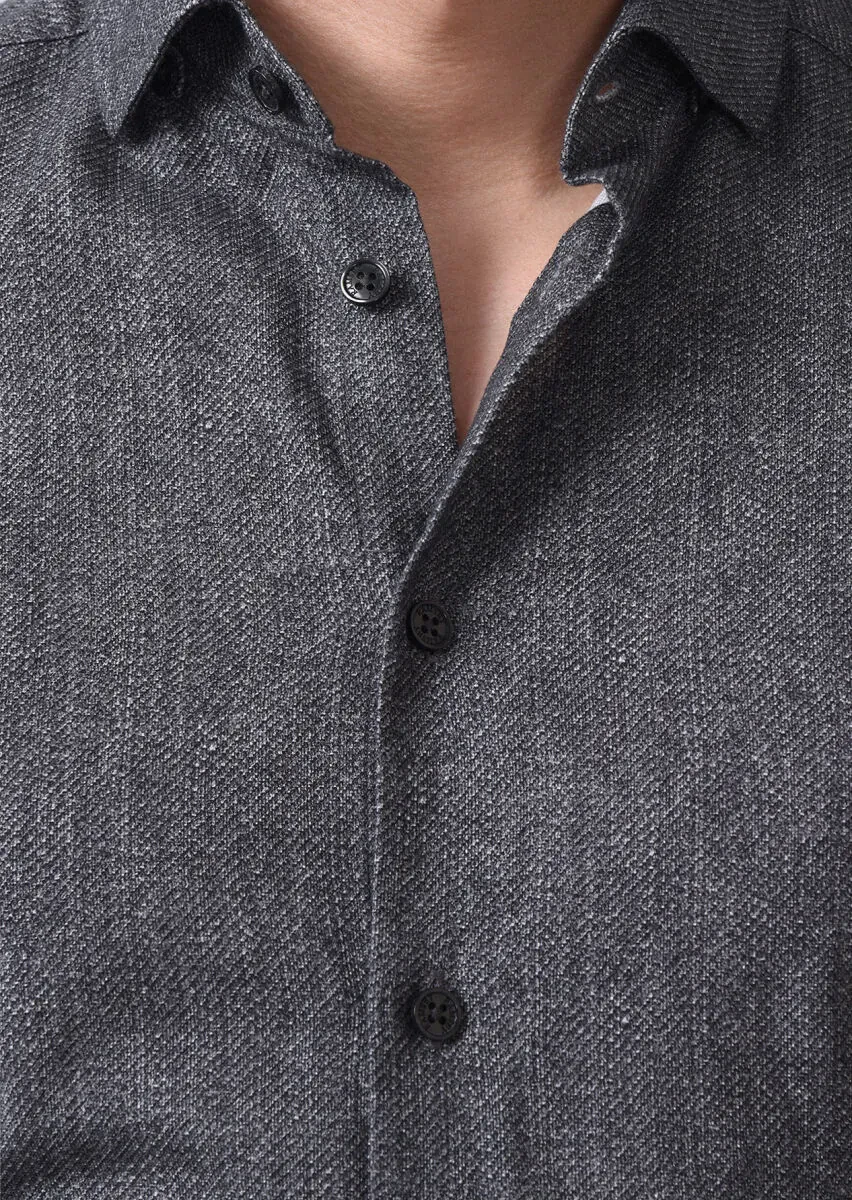 Hard Coal Printed Slim Fit Weaving Casual 100% Cotton Shirt - 1
