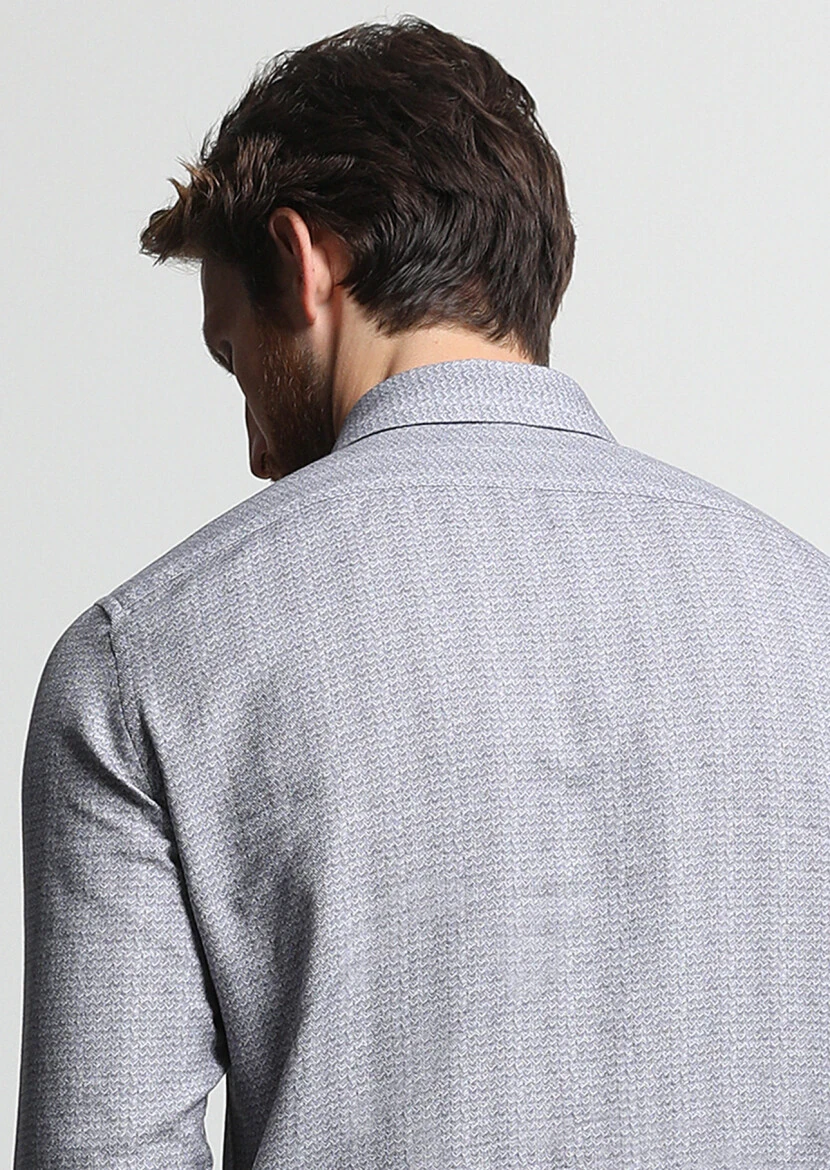 Hard Coal Printed Slim Fit Weaving Casual 100% Cotton Shirt - 5