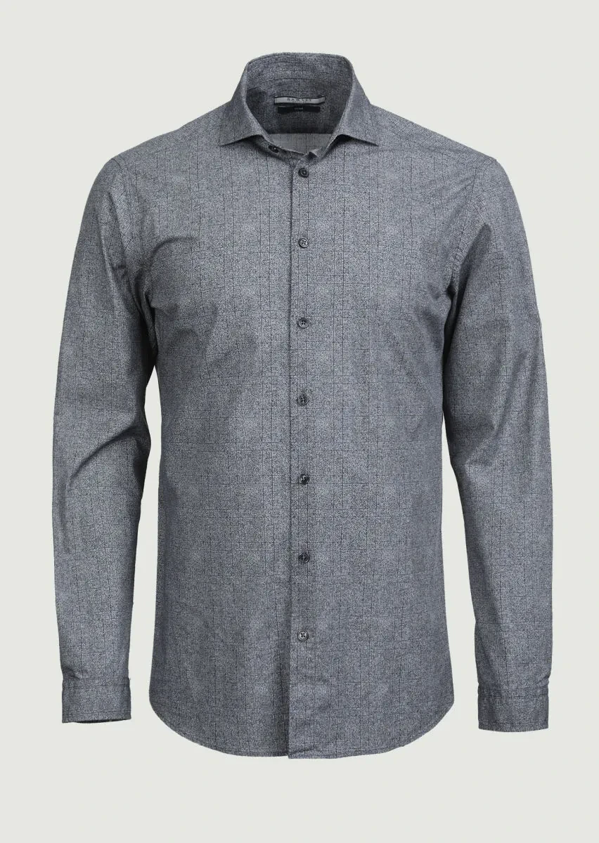Hard Coal Printed Slim Fit Weaving Casual 100% Cotton Shirt - 6